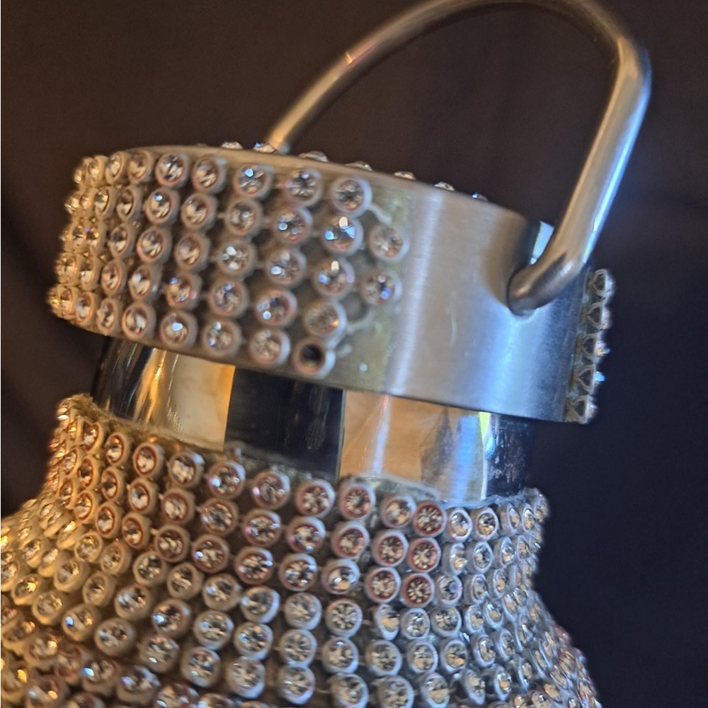 Silver Rhinestone Embellished Handbag